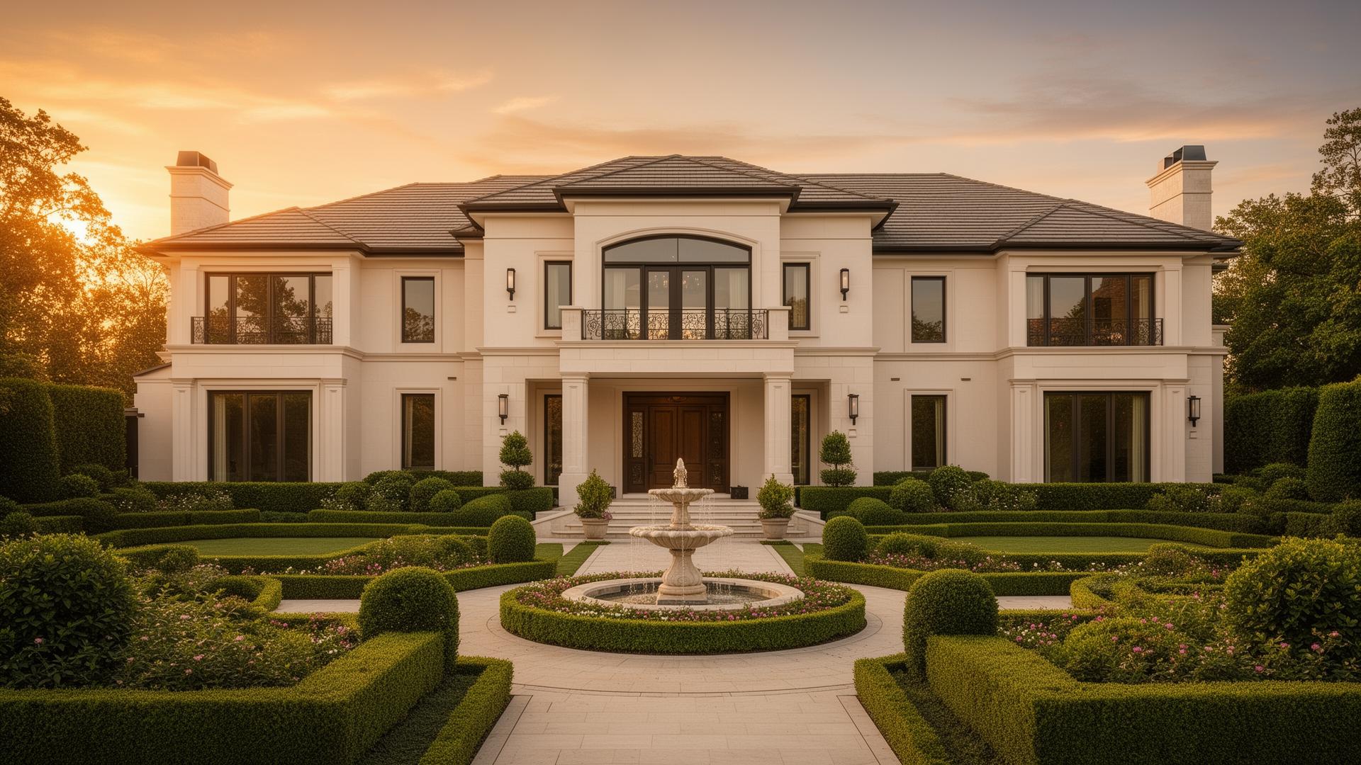 Luxury estate at golden hour